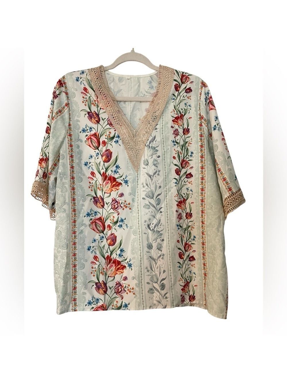 Floral Print V Neck Top Women's